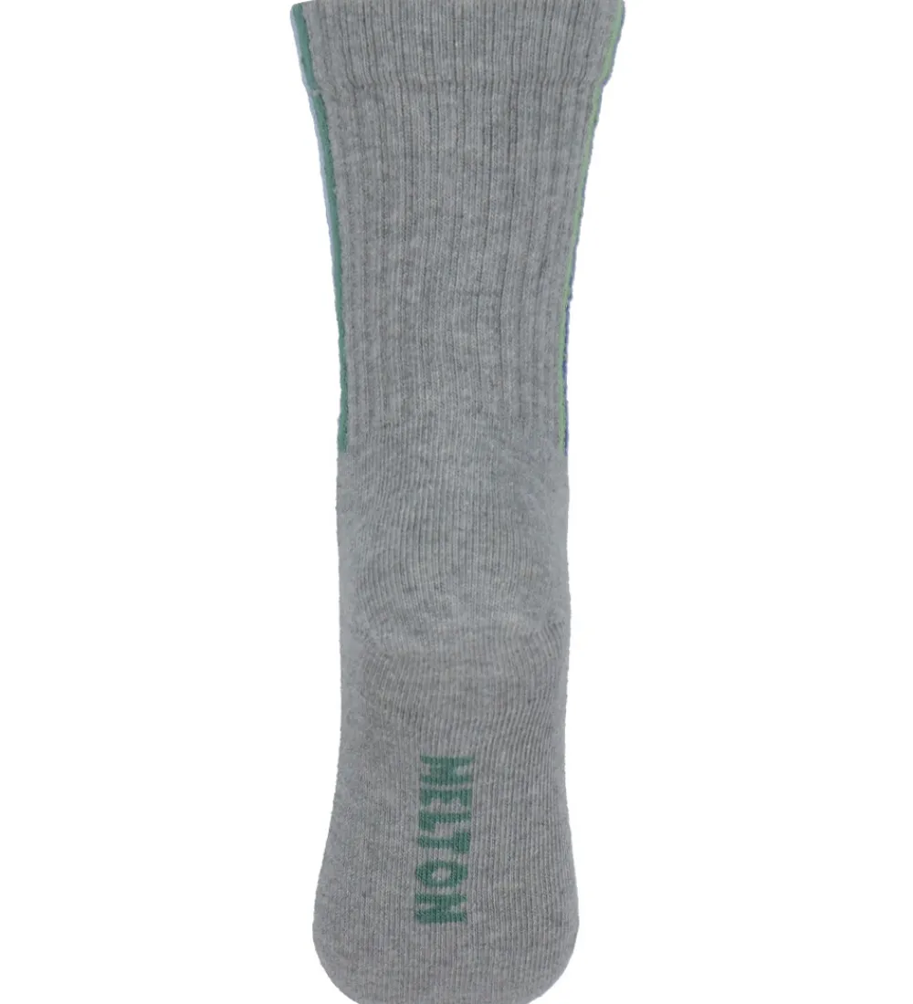 Strømper - Lysegråmeleret m. Striber|Melton Sale