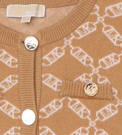 Cardigan - Cropped - Strik - Dark Stone/Hvid m. Møn|Michael Kors Outlet