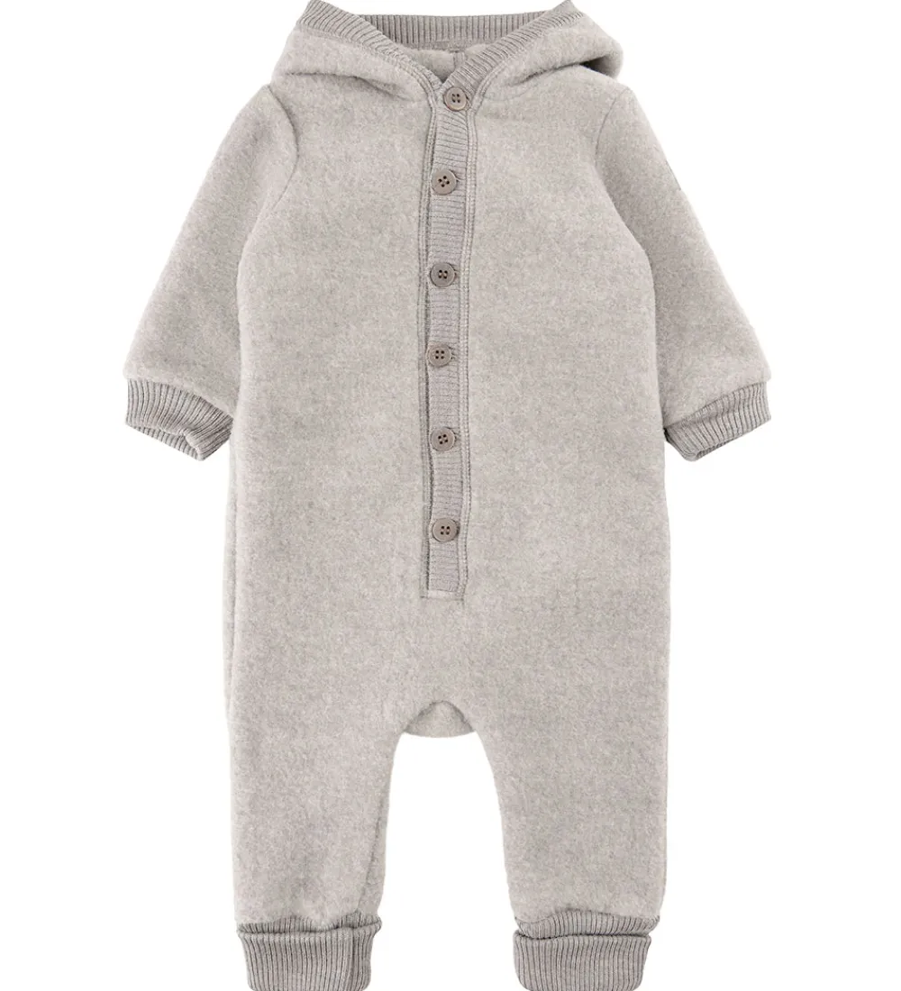 Køredragt m. Hætte - Uld - Melange Offwhite|Mikk-Line Outlet