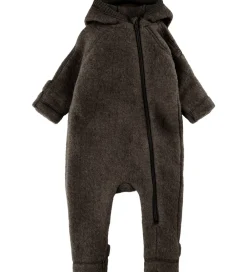 Køredragt m. Hætte - Uld - Dark Brown Melange|Mikk-Line New