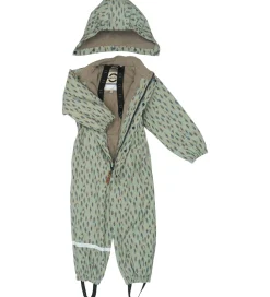 Regndragt m. Fleece - PU - Iceberg Green m. Print|Mikk-Line Best