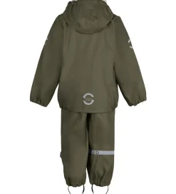 Regntøj m. Seler - PU - Recycled - Dusty Olive|Mikk-Line Clearance