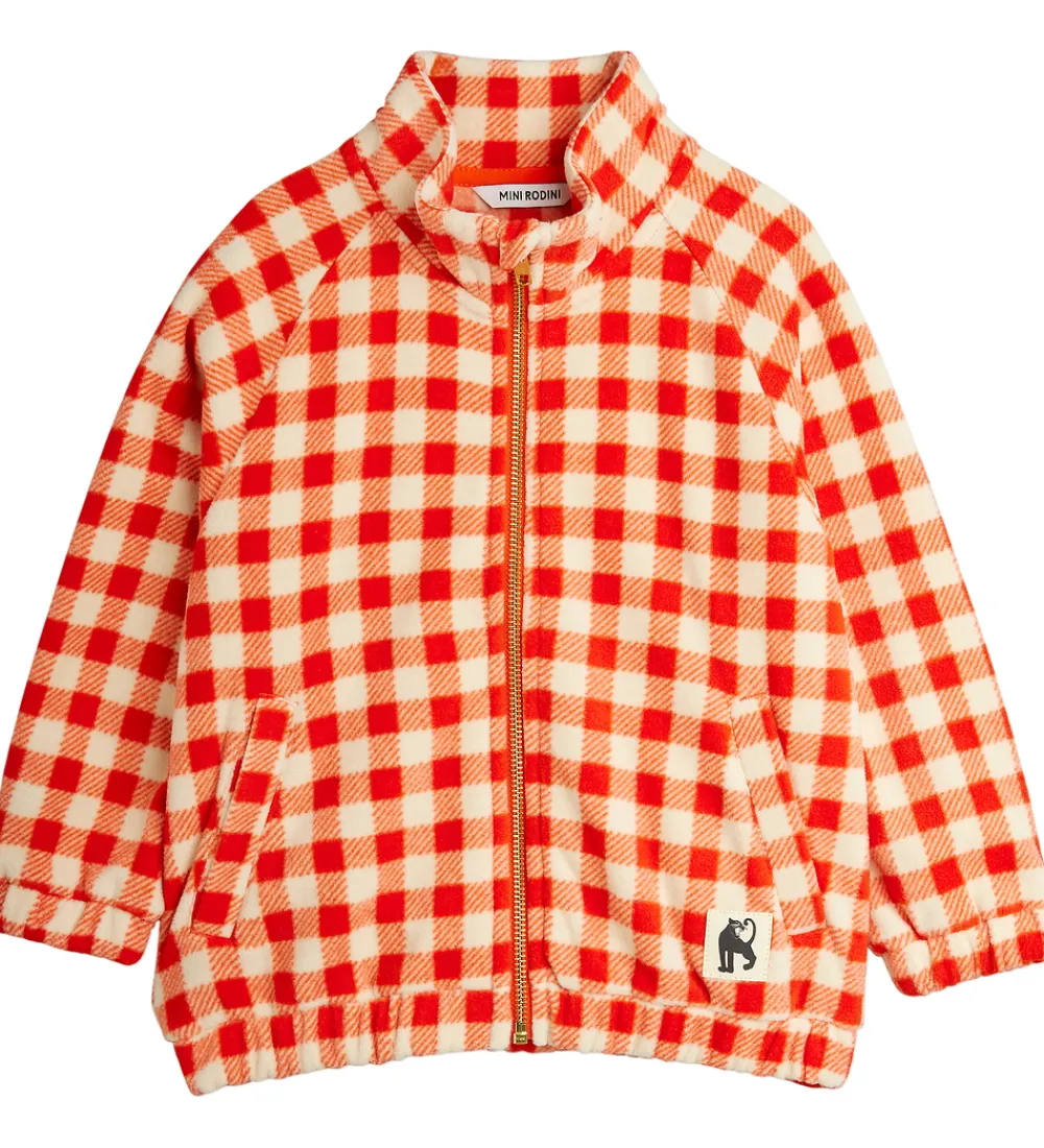 Fleecejakke - Gingham - Rød/Hvidternet|Mini Rodini Clearance