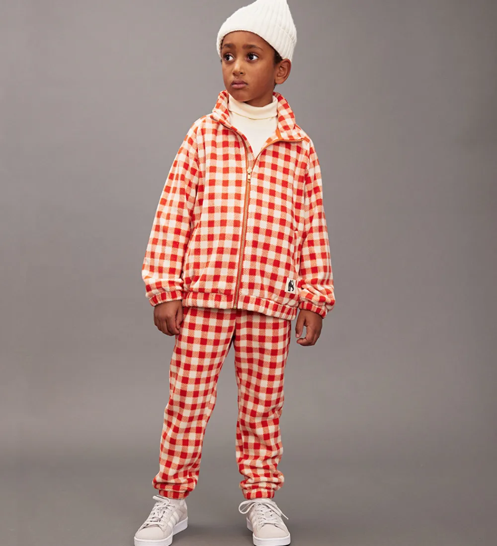 Fleecejakke - Gingham - Rød/Hvidternet|Mini Rodini Clearance