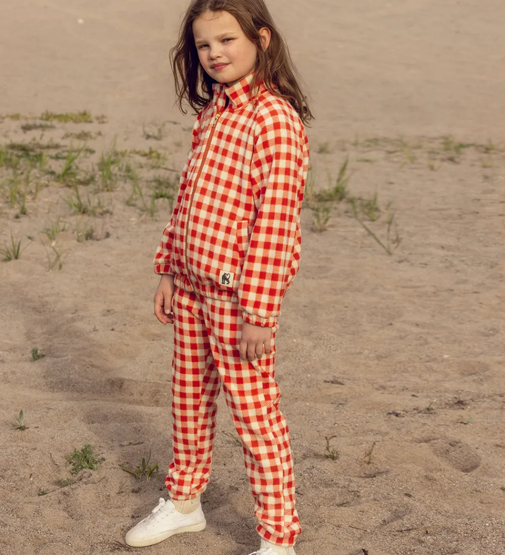Fleecejakke - Gingham - Rød/Hvidternet|Mini Rodini Clearance