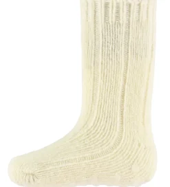 Skridsikre Strømper - Uld - Rib - Off White|MiniPop Best
