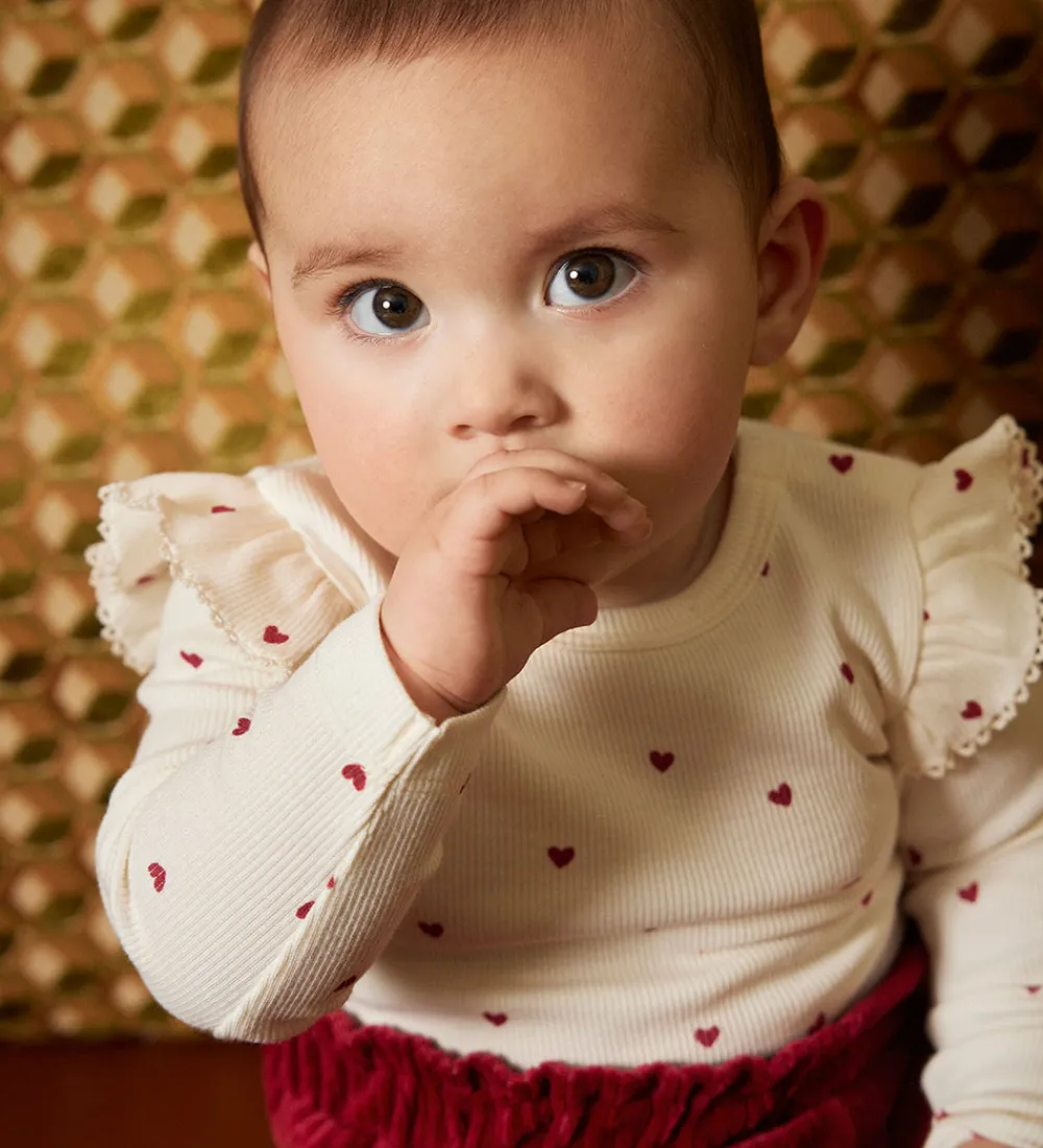 Body l/æ - Rib - Eggnog m. Hjerter|Minymo Discount