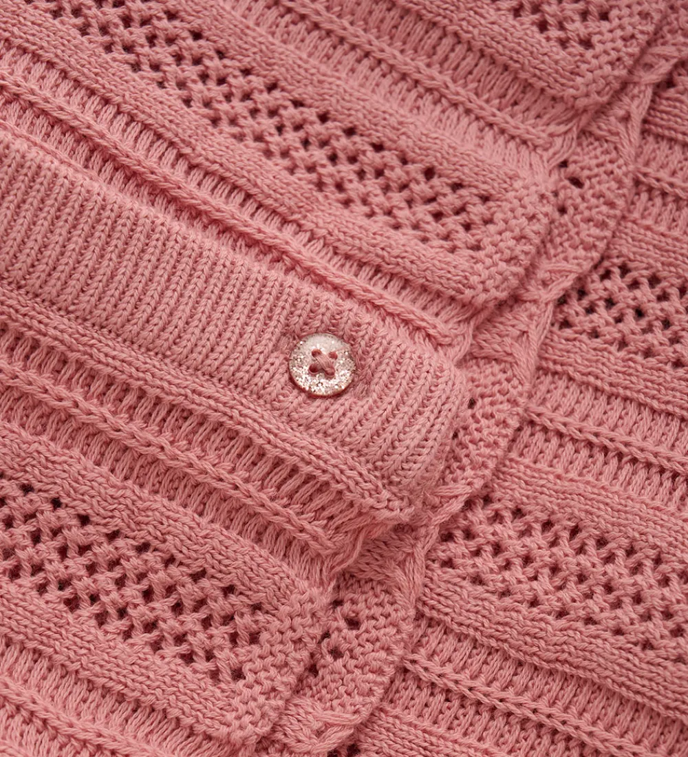Cardigan - Strik - Rosette m. Hulmønster|Minymo Hot
