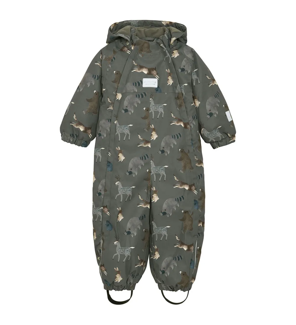 Flyverdragt - Dark Gull Grey m. Print|Minymo Clearance