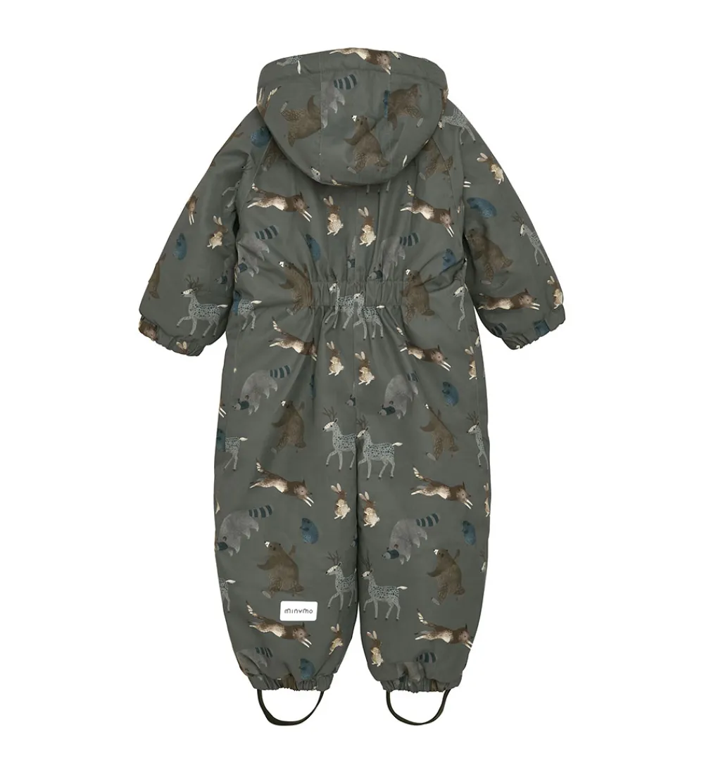 Flyverdragt - Dark Gull Grey m. Print|Minymo Clearance