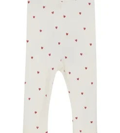 Leggings - Rib - Eggnog m. Hjerter|Minymo Hot