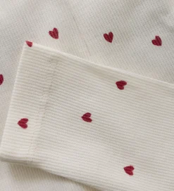 Leggings - Rib - Eggnog m. Hjerter|Minymo Hot