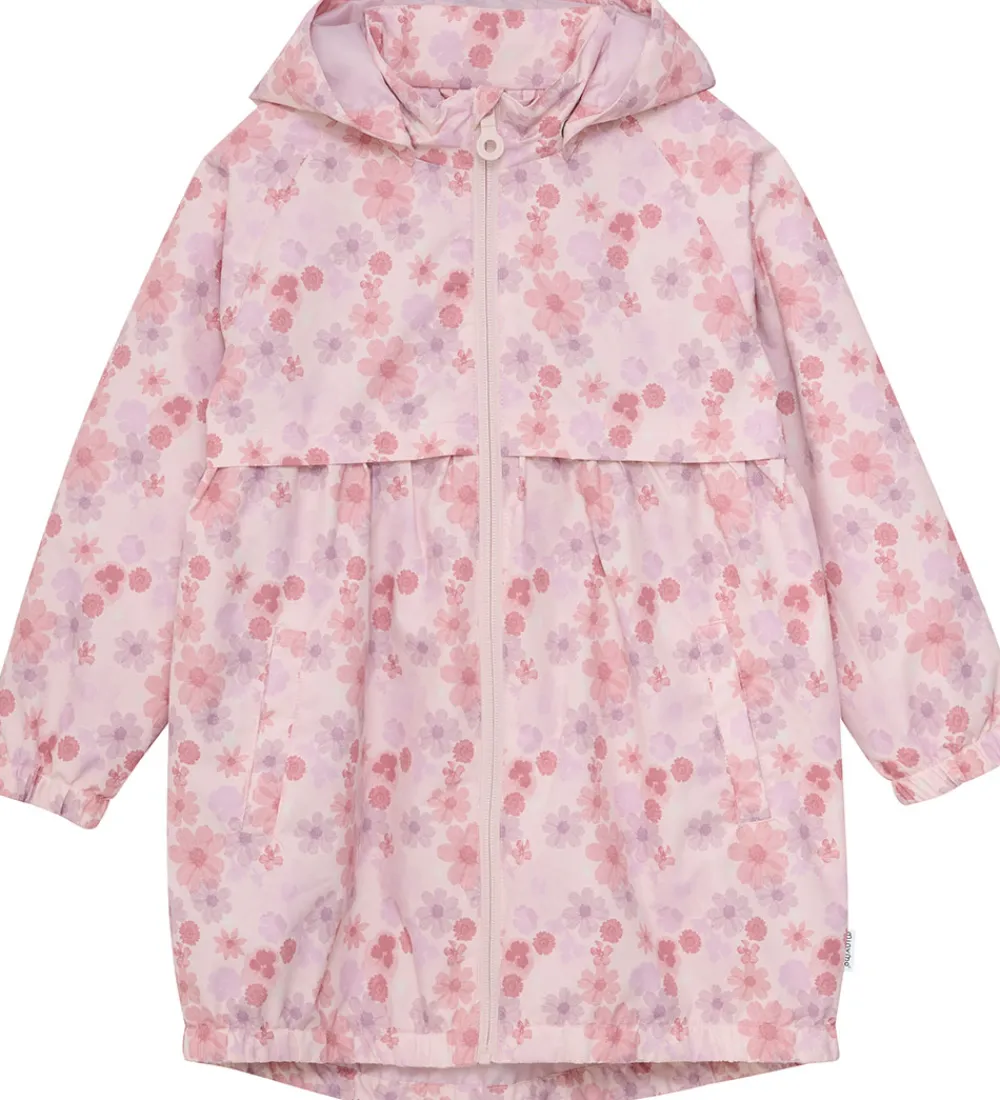 Regnjakke - PE - Peach Whip m. Blomster|Minymo Clearance