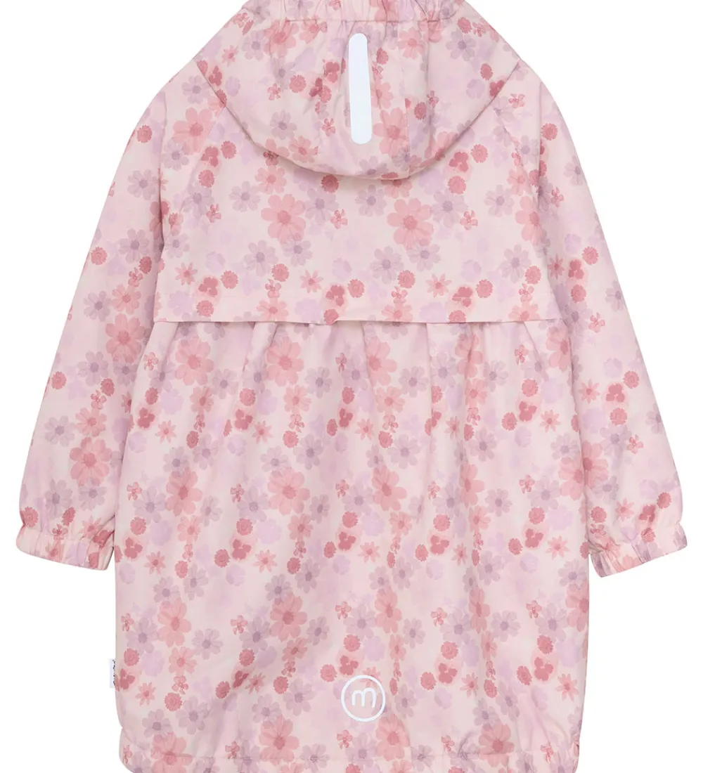 Regnjakke - PE - Peach Whip m. Blomster|Minymo Clearance