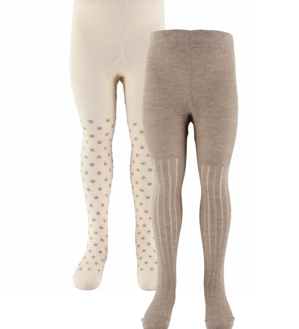 Strømpebukser - 2-pak - Simply Taupe|Minymo Outlet