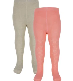 Strømpebukser - 2-pak - Strawberry Ice m. Hulmønster|Minymo Clearance