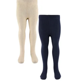 Strømpebukser - 2-Pak - Solid Rib - Total Eclipse|Minymo Online