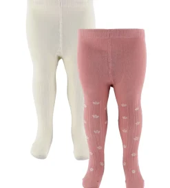 Strømpebukser - 2-pak - Ash Rose m. Blomster|Minymo Sale