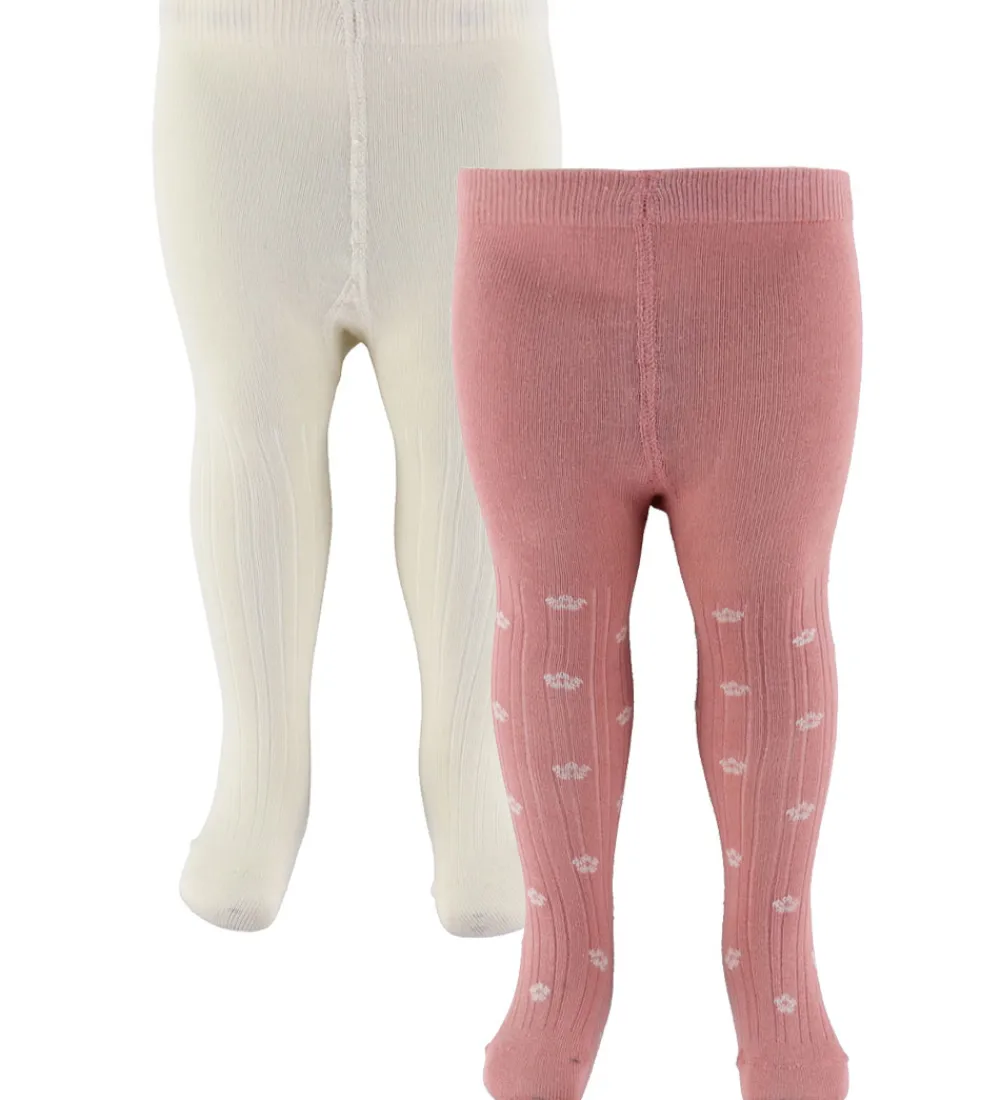 Strømpebukser - 2-pak - Ash Rose m. Blomster|Minymo Sale