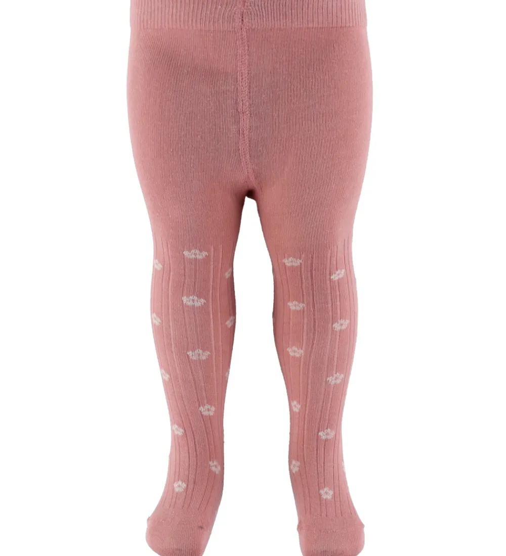 Strømpebukser - 2-pak - Ash Rose m. Blomster|Minymo Sale