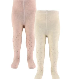 Strømpebukser - 2-pak - Viskose/Uld - Burnished Lilac/Bei|Minymo Discount