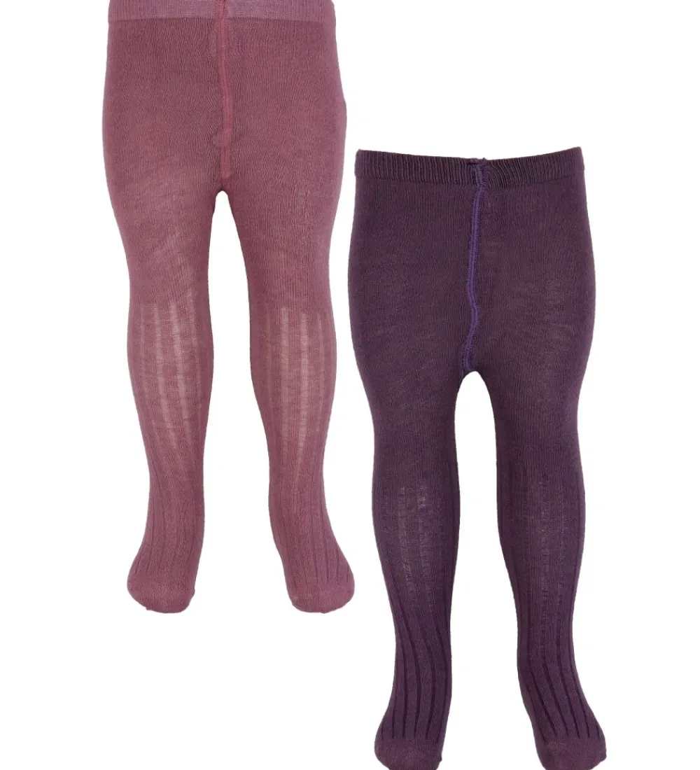 Strømpebukser - Uld - Rib - 2-Pak - Orchid Haze|Minymo New
