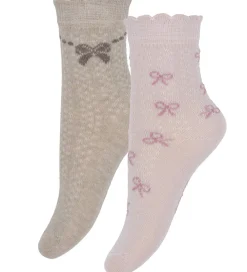 Strømper - 2-pak - Shell/beige m. Print|Minymo New