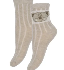 Strømper - 2-pak - Silver Mink m. Print|Minymo New