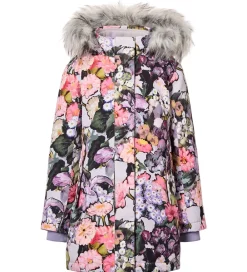Vinterfrakke - Peace - Flower Art m. Imiteret Pels|Molo Outlet
