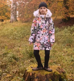 Vinterfrakke - Peace - Flower Art m. Imiteret Pels|Molo Outlet