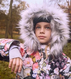 Vinterfrakke - Peace - Flower Art m. Imiteret Pels|Molo Outlet