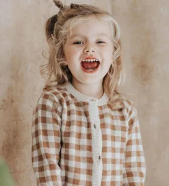 Cardigan - Gingham - Offwhite/Toffee|Monsieur Mini Discount