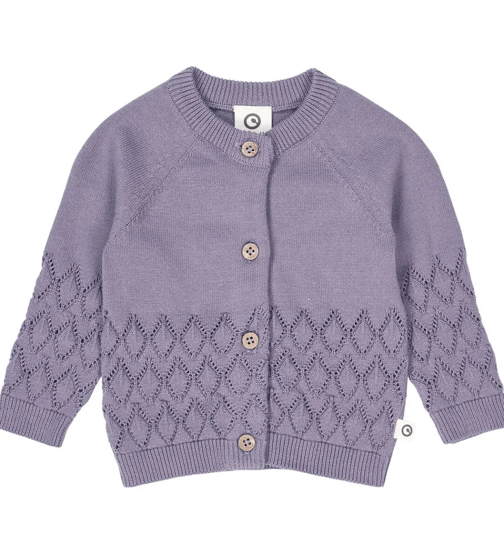 Cardigan - Strik - Leaf - Lilac Fog m. Hulmønster|Müsli Online