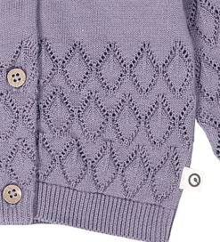 Cardigan - Strik - Leaf - Lilac Fog m. Hulmønster|Müsli Online