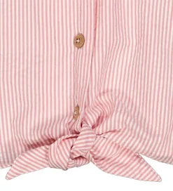 Skjorte - Seesucker - Crop - Balsam Cream/Bubblegum|Müsli Hot