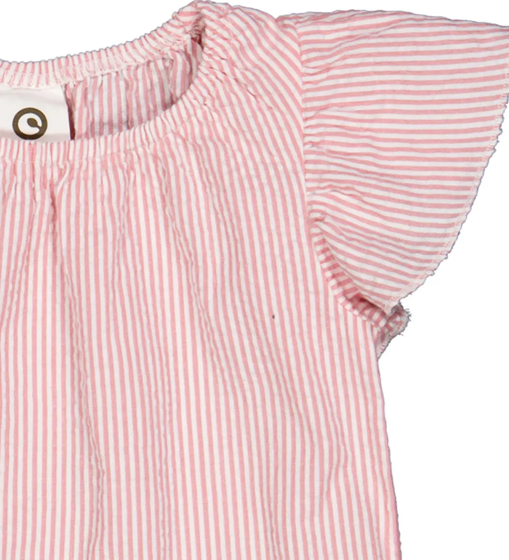 Top - Seersucker - Frill - Balsam Cream/Bubblegum|Müsli New