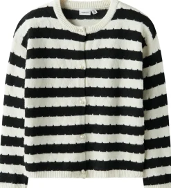 Cardigan - NkfSylvea - Strik - Cloud Dancer/w.Black Stri|Name It Outlet