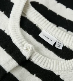 Cardigan - NkfSylvea - Strik - Cloud Dancer/w.Black Stri|Name It Outlet