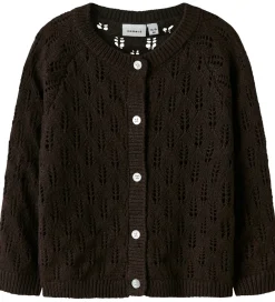Cardigan - Strik - NmfFleslit - Seal Brown m. Hulmønster|Name It Online