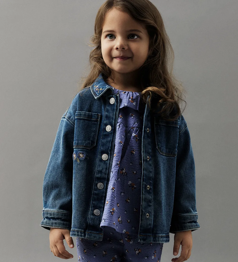 Denimjakke - NmfKara - Dark Blue Denim/Flower|Name It Outlet