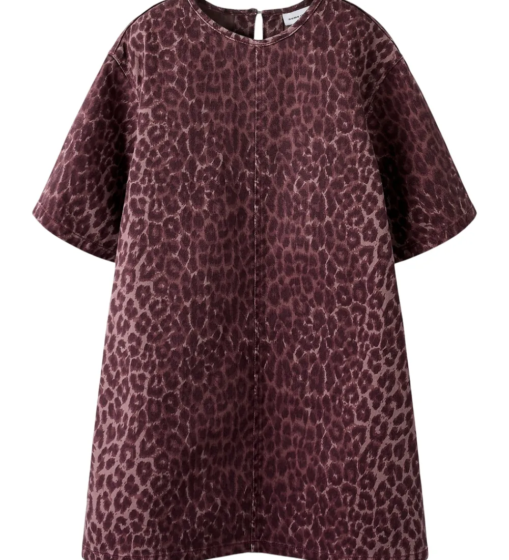 Denimkjole - NkfLeo - Burgundy/Leo|Name It Clearance