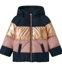 Dynejakke - NmfMille - Dark Sapphire m. Striber|Name It Clearance