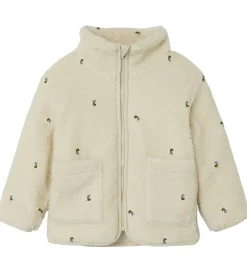 Fleecejakke - Teddy - NmnMagot - Fog/Flower|Name It Hot