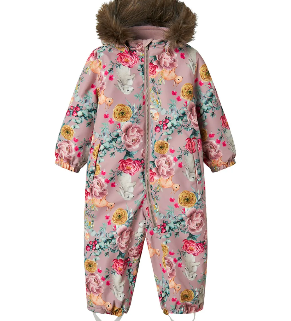 Flyverdragt - Noos - NmfSnow10 - Woodrose/Flower Rabbit|Name It Online