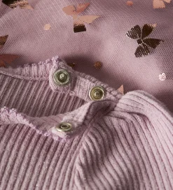 Kjole - Rib/Tyl - NbfRosally - Keepsake Lilac m. Sløjfer|Name It New