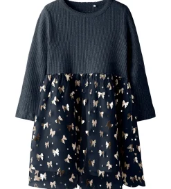 Kjole - Rib/Tyl - NmfRosally - Navy Blazer m. Print|Name It Sale