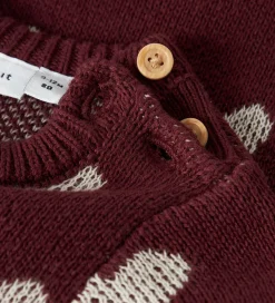 Kjole - Strik - NbfOana - Burgundy/Peyote Heart|Name It Hot