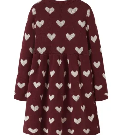 Kjole - Strik - NmfOana - Burgundy/Peyote Heart|Name It Discount