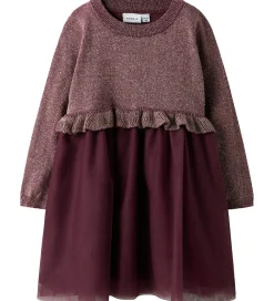 Kjole - Strik - NmfRefraja - Burgundy m. Glimmer/Tyl|Name It Best