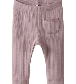 Leggings - Rib - NbfSiva - Keepsake Lilac m. Hulmønster|Name It New